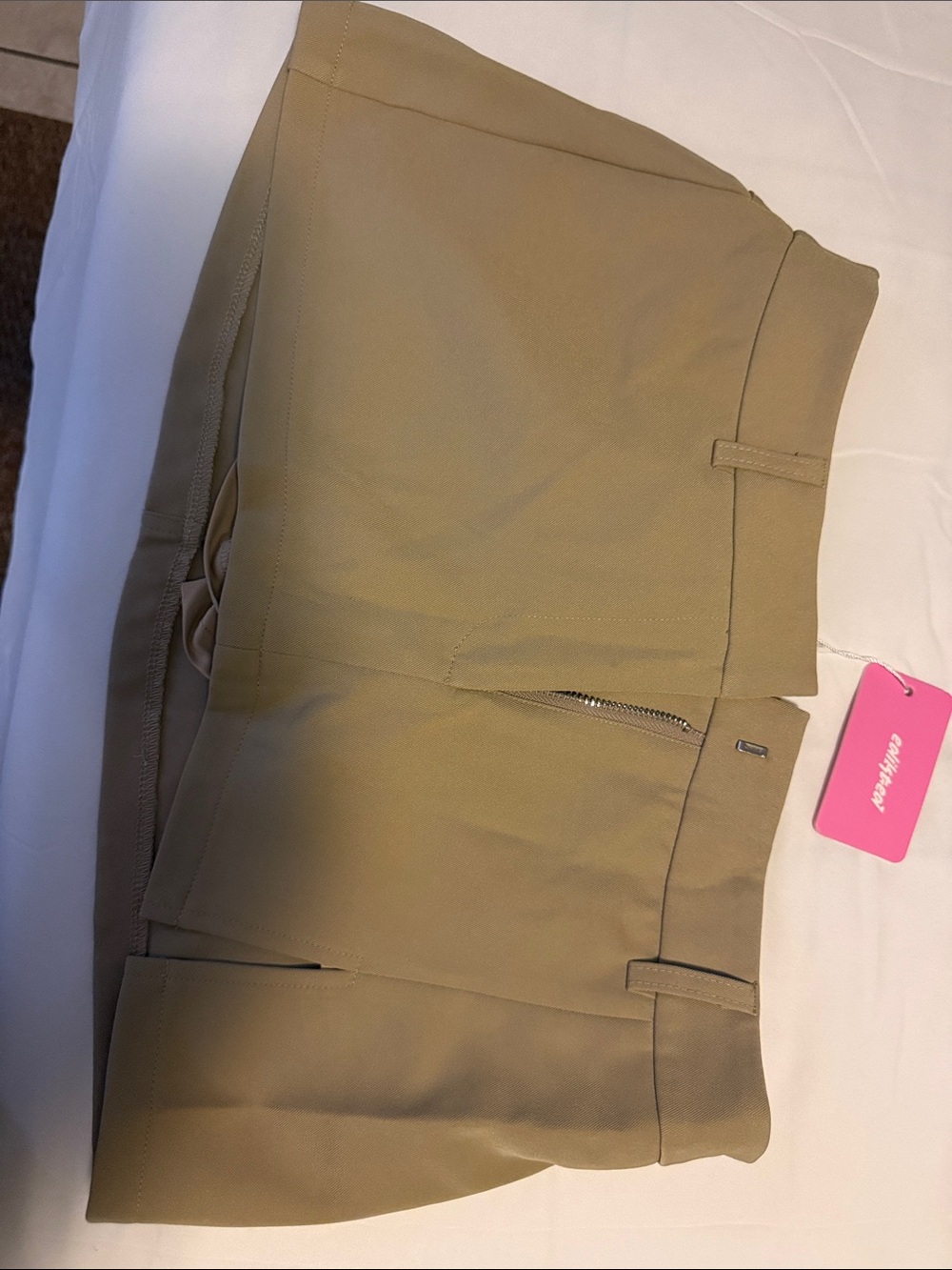 Edikted Olive-Tan High Waist Skort with Front Zip